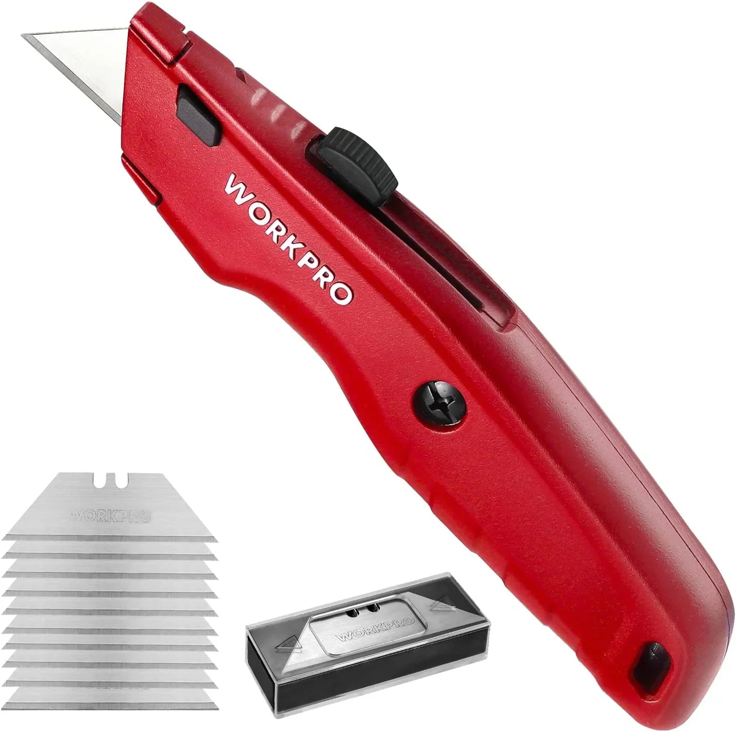 Premium Utility Knife, Retractable All Metal Heavy Duty Box Cutter, Quick Change Blade Razor Knife, 3PCS with 10 Extra Blades