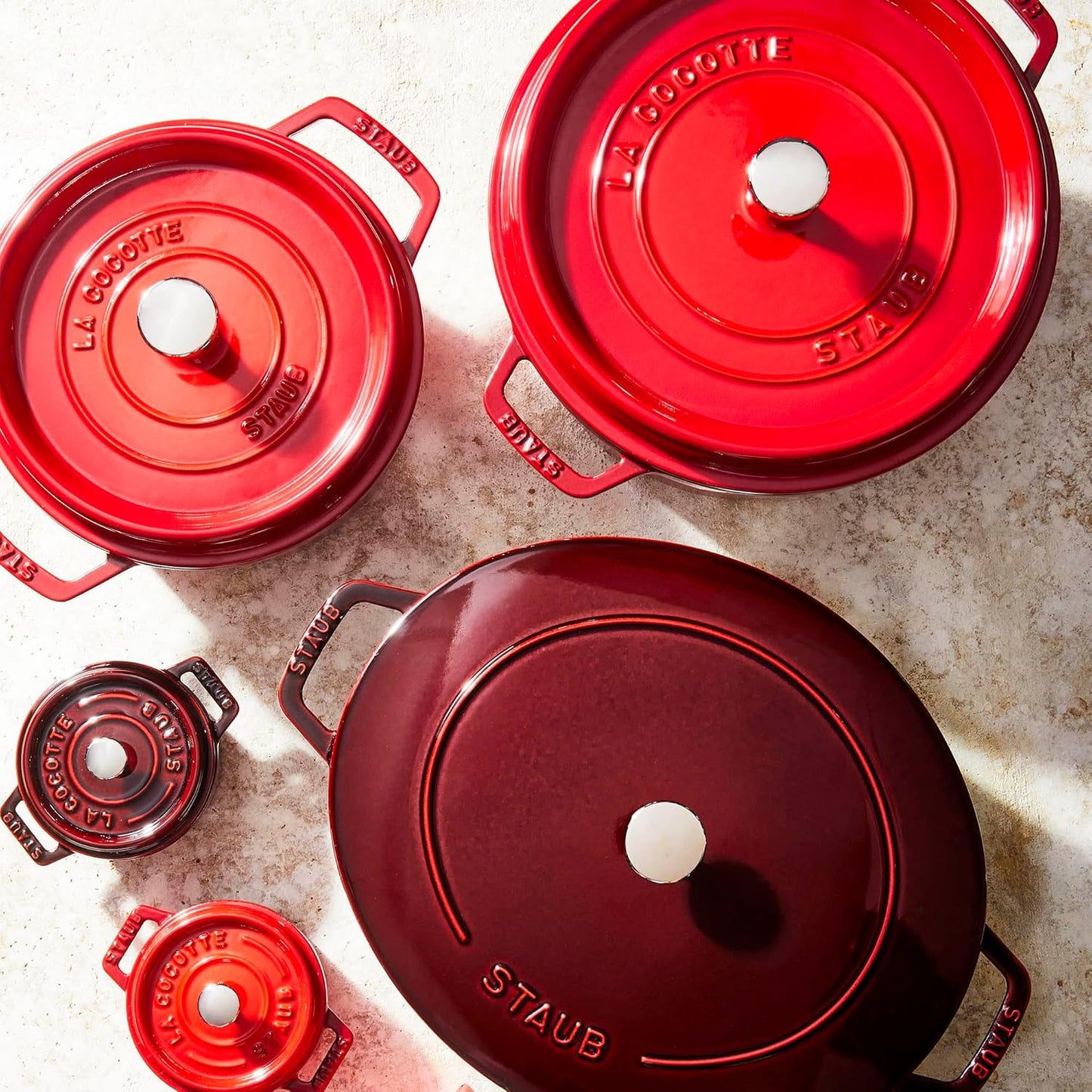 Cast Iron Dutch Oven 4-Qt round Cocotte, Made in France, Serves 3-4, Cherry