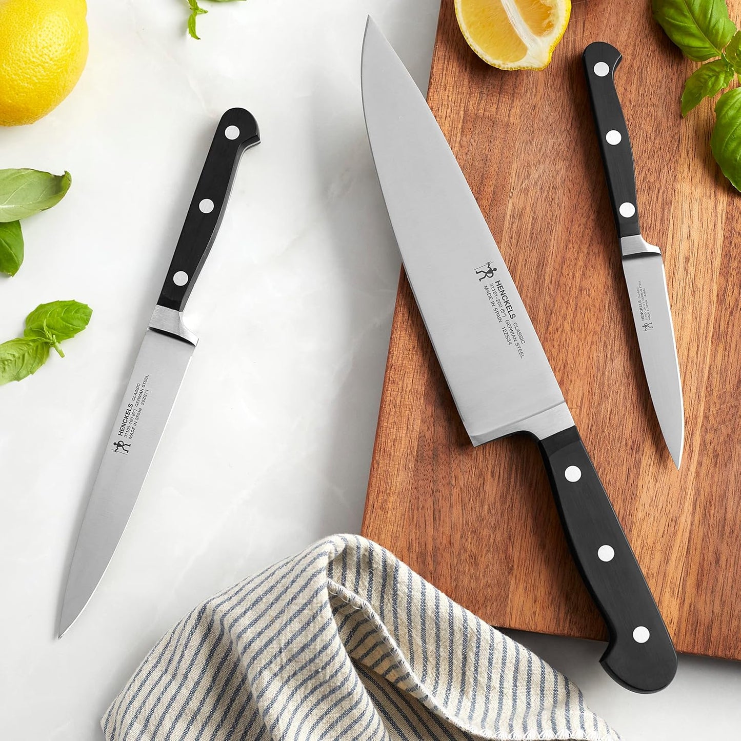 Classic Razor-Sharp 3-Piece Kitchen Knife Set, Chef Knife, Paring Knife, Utility Knife, German Engineered Informed by 100+ Years of Mastery, Stainless Steel