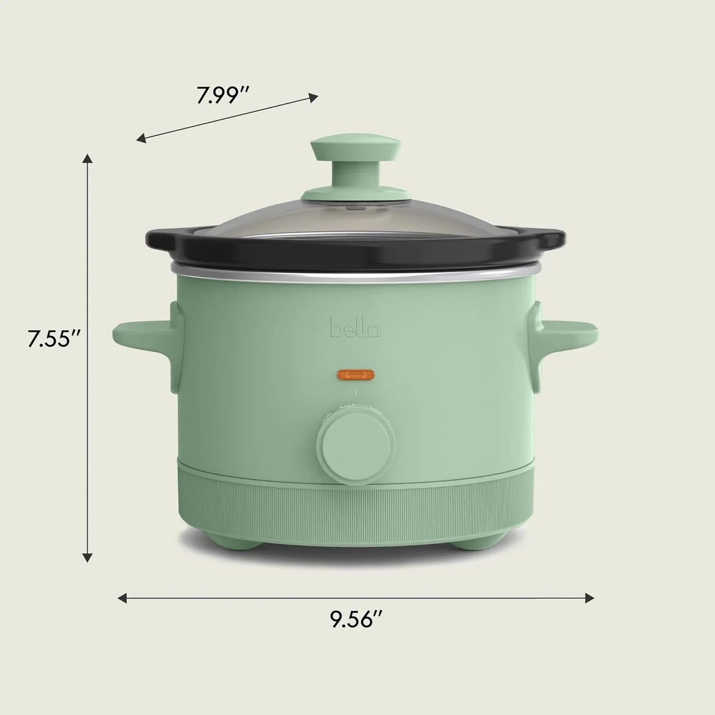1.5 Qt Slow Cooker with 3 Heat Manual Control, Ceramic Nonstick Coating, Dishwasher Safe Stoneware Pot and Tempered Glass Lid, Tangle Free Cord Wrap & Cool Touch Handles, Seaglass