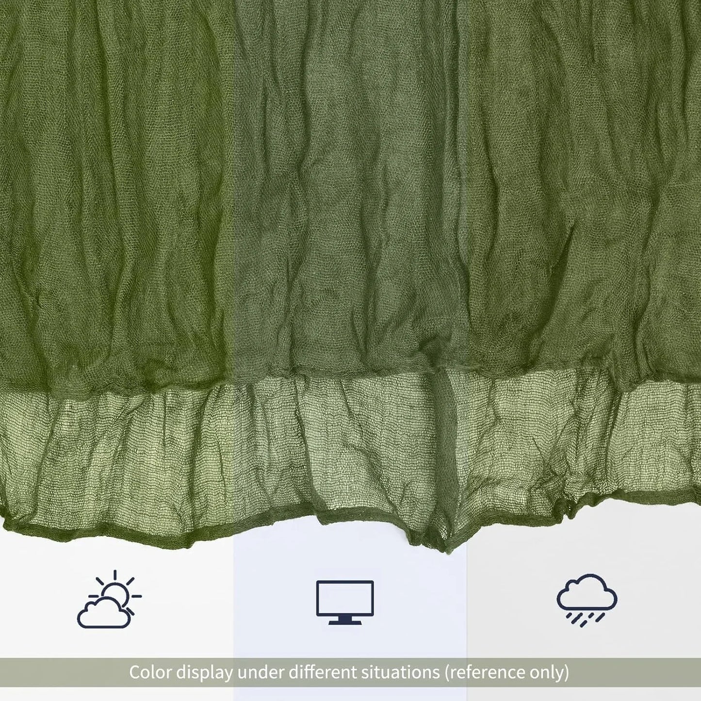 12 Pack Olive Green Table Runner 10Ft Cheesecloth Table Runner Rustic Gauze Table Runners Romantic Long Sheer Fabric Cheese Cloth Table Runners for Wedding Party Bridal Baby Shower