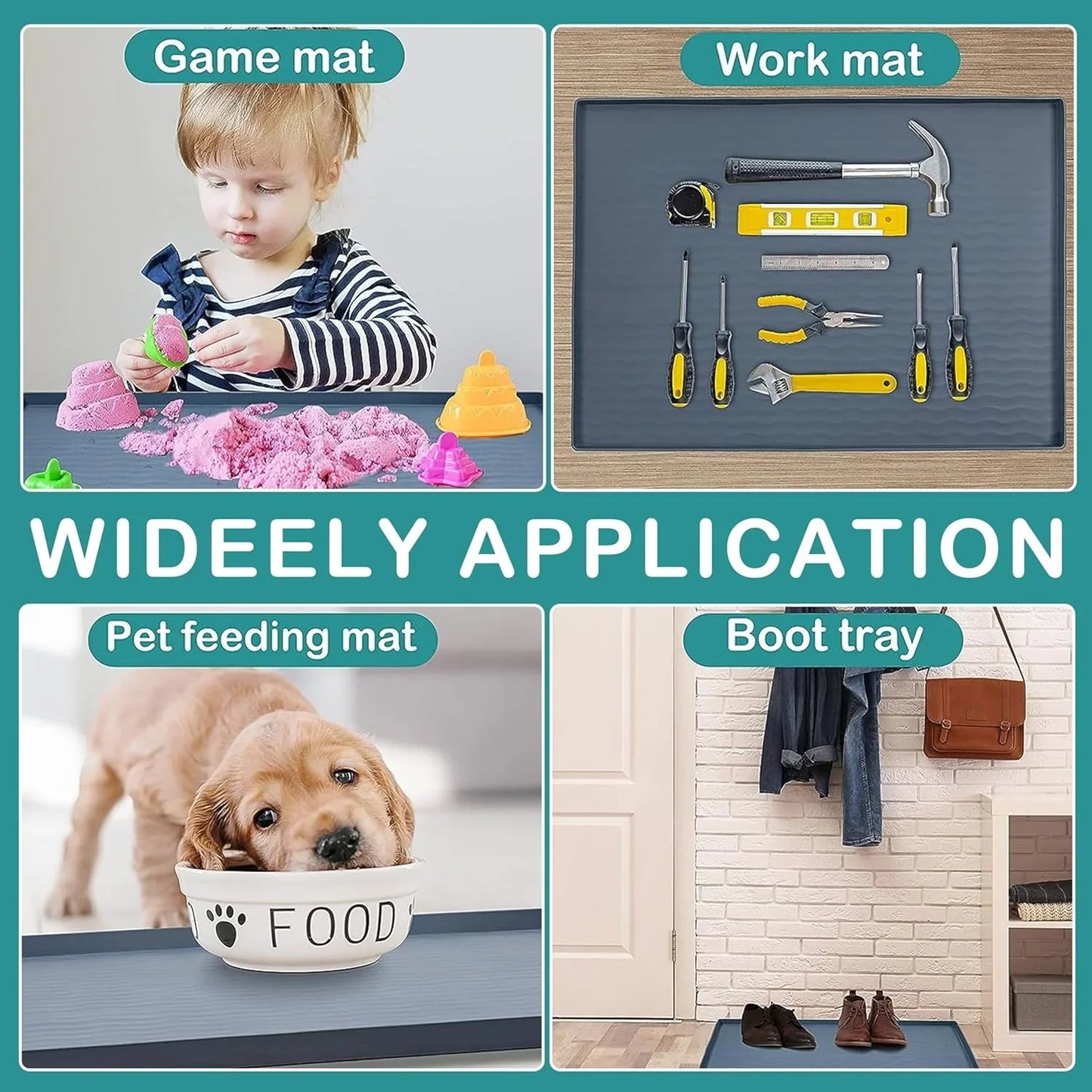 Waterproof Silicone under Sink Mat 31'' X 22'' Shelf Liner for Kitchen and Bathroom, Cabinet and Counter Protector, Storage and Organizers, Litter Mat, Pet Cat Puppy Essentials(Dark Grey)