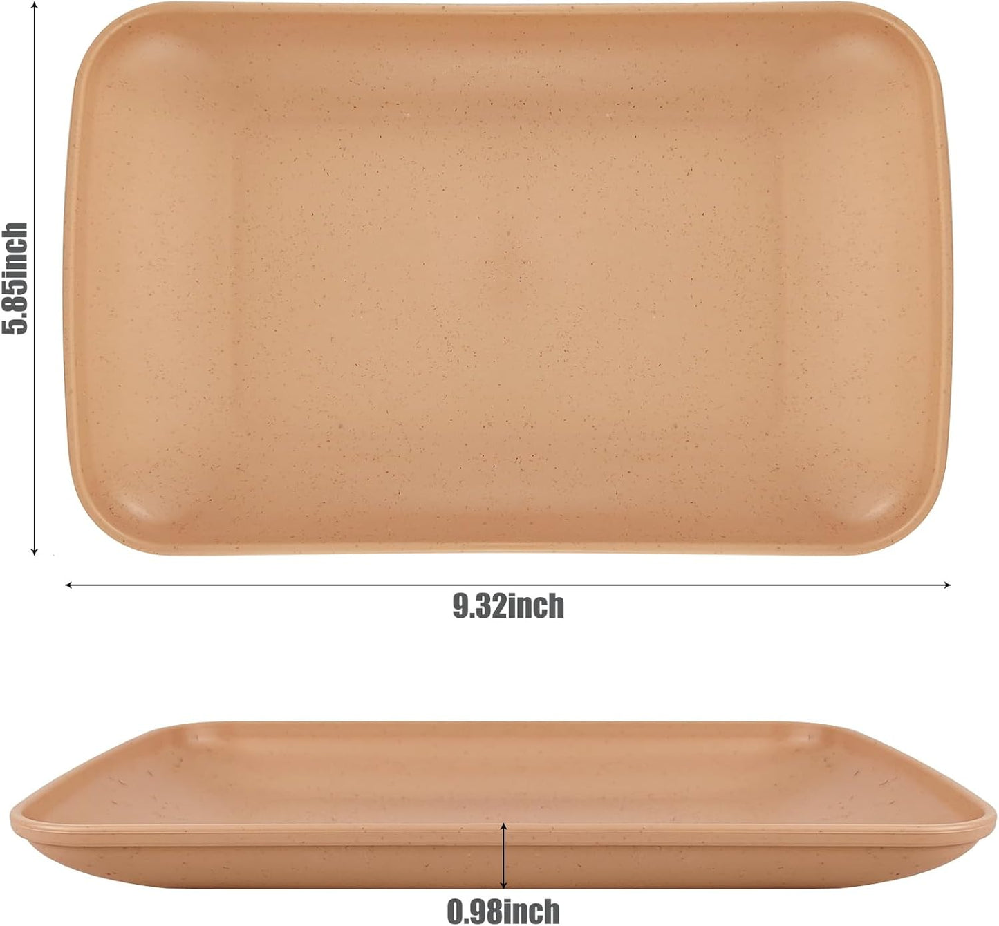 Wheat Straw Plates,4 Pack Rectangular Dinner Plates,Dinner Dishes Lightweight Plates Salad Plate for Kitchen Camping - BPA Free (4, Multicolour)