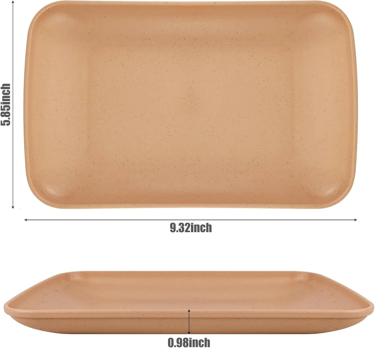 Wheat Straw Plates,4 Pack Rectangular Dinner Plates,Dinner Dishes Lightweight Plates Salad Plate for Kitchen Camping - BPA Free (4, Multicolour)
