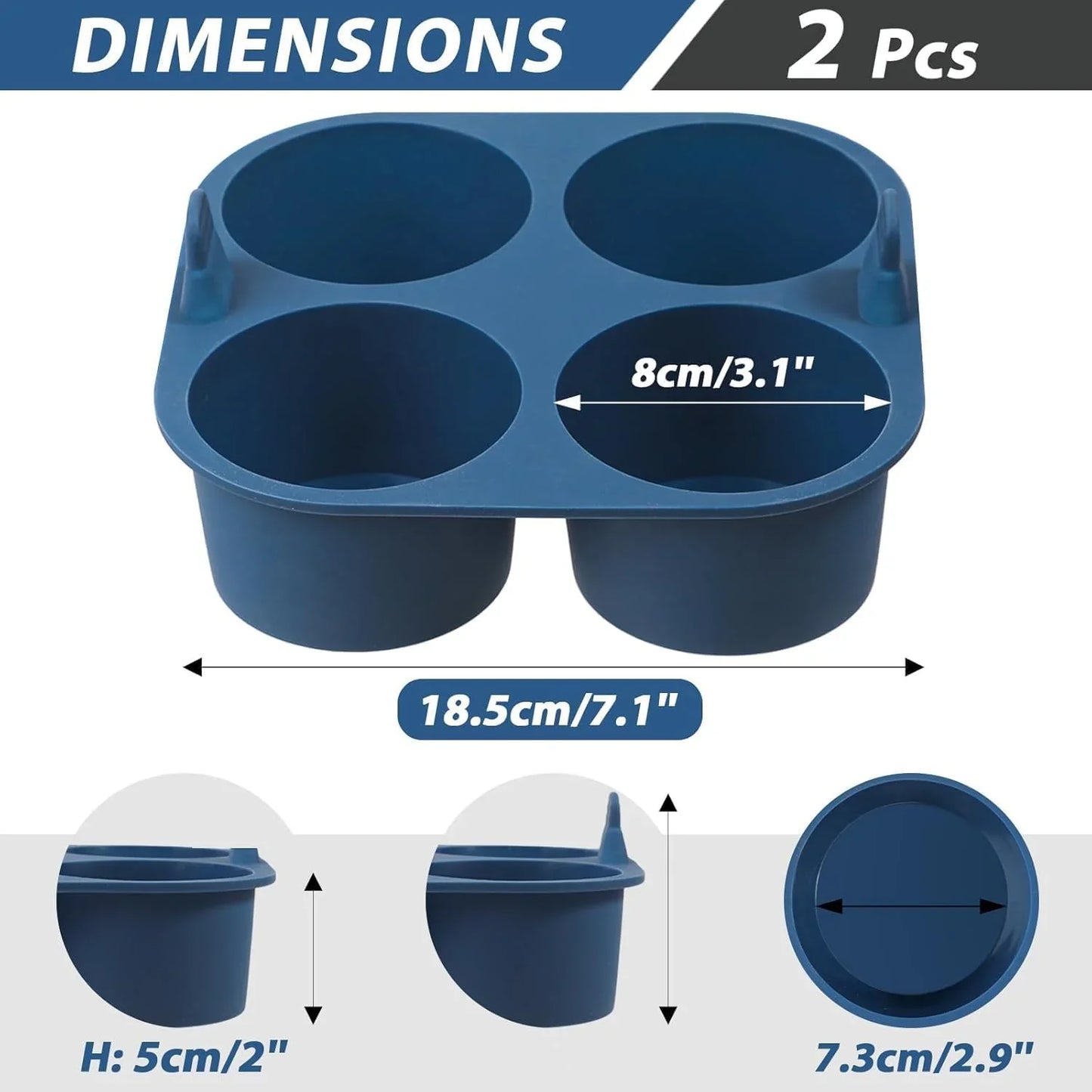 2PCS Jumbo Silicone Air Fryer Muffin Pan for Baking, 4-Cavity Egg Bites Silicone Mold, Nonstick BPA Free Muffin Tins Baking Cups