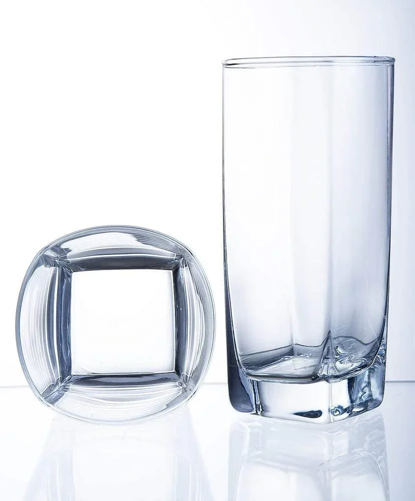 Collins Everyday Drinking Glasses Set of 16 Drinkware Kitchen Glasses for Cocktail, Iced Coffee, Beer, Ice Tea, Wine, Whiskey, Water, 8 Tall Highball Glass Cups & 8 Short Old Fashioned