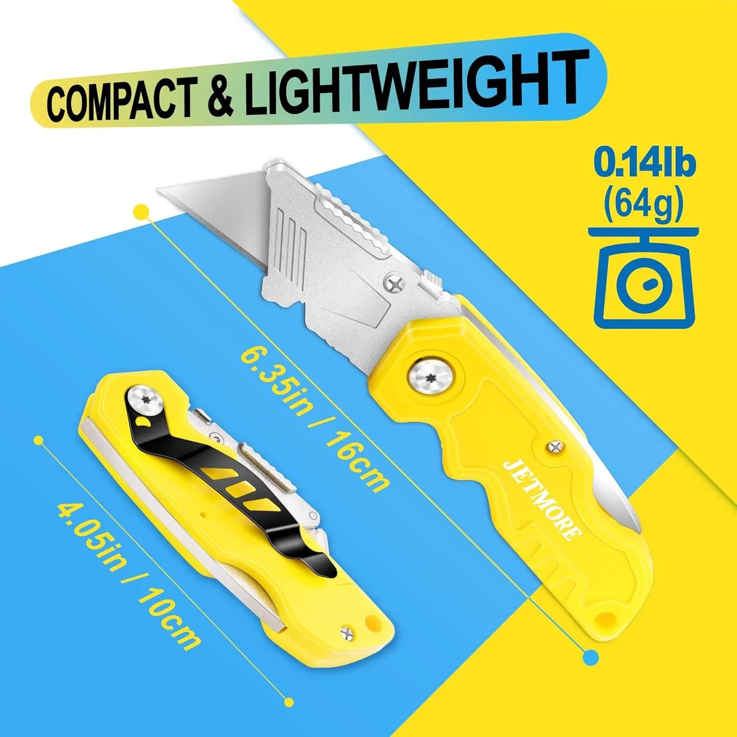 Utility Knife, 4 Pack Colorful Box Cutter with 10 SK5 Blades, Navajas Para Trabajo, Folding Utility Knife with Clip, Razor Knife for Cardboard, Carpet, Wallpaper, Box Opener
