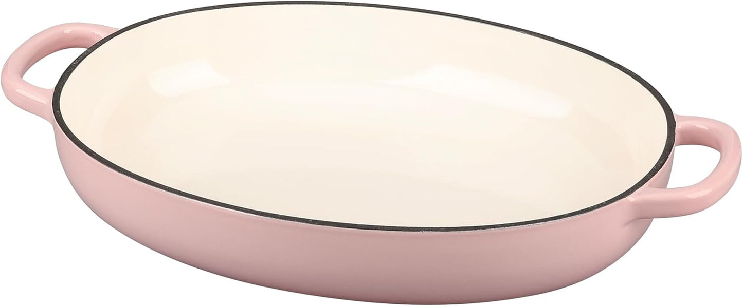 Enameled Oval Cast Iron Dutch Oven Pot with Lid, Bread Dutch Oven for Sourdough Bread Baking, Dutch Oven Bread, Bread Oven, 6QT, Pink
