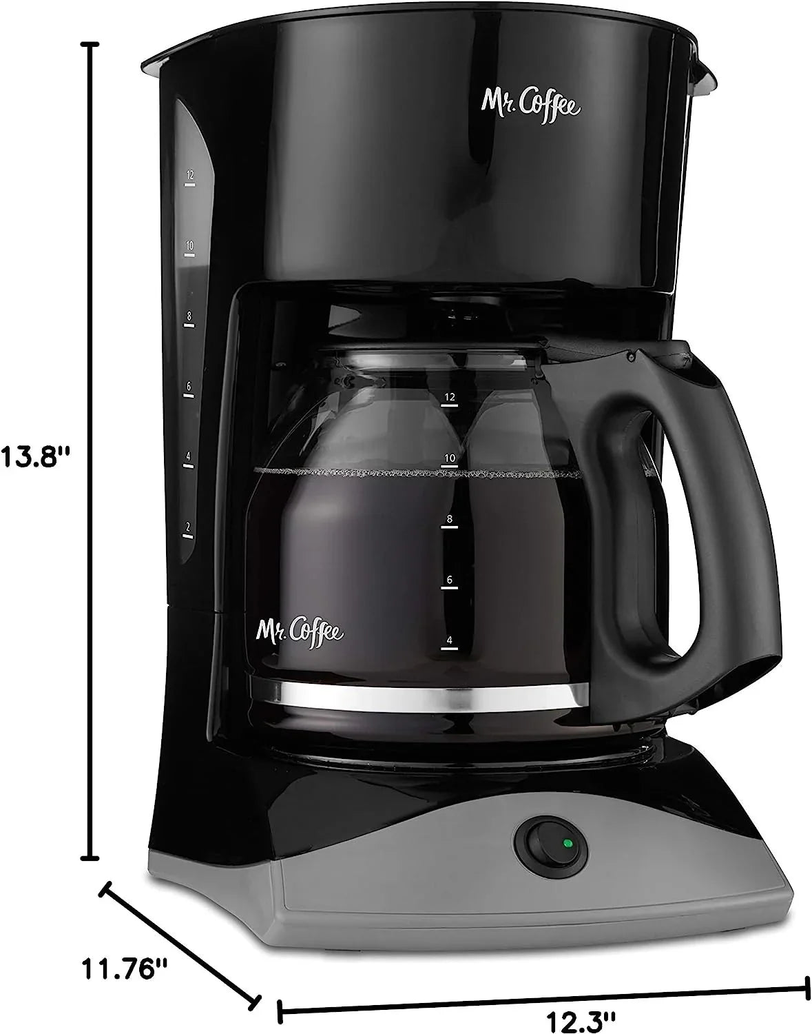Black Coffee Maker, 12 Cups, with Auto Pause and Glass Carafe, Perfect for Home and Office Use