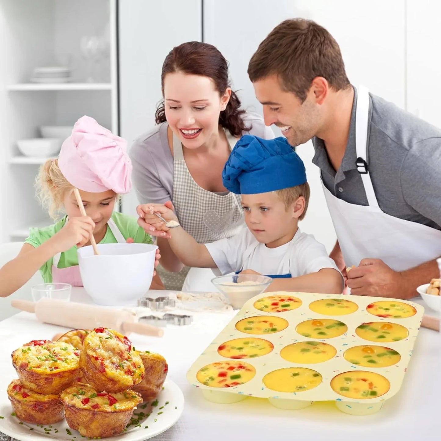 Silicone Egg Bite Molds, 2Pack 12-Cavity Muffin Pan for Baking, Tarts, Nonstick Cupcake Pan
