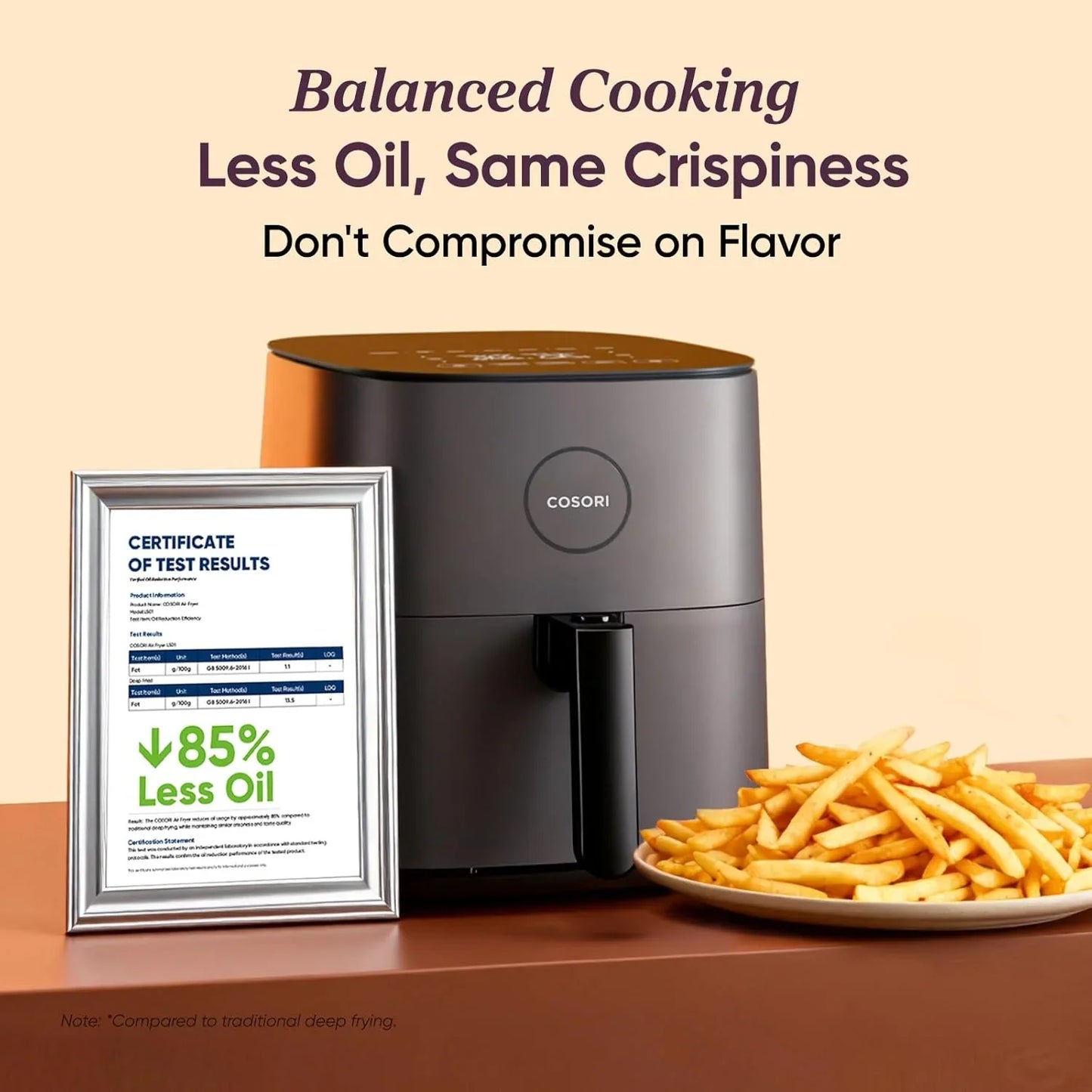 Air Fryer Pro, Compact 5QT, Ceramic Coating, 7 Presets with Preheat & Keep Warm, 450℉, Easy to Use & Clean, Shake Reminder, 130+ In-App Recipes, Nonstick & Dishwasher-Safe Basket, Gray