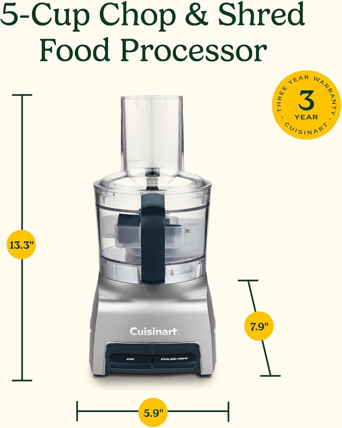 5-Cup Chop & Shred Food Processor, Silver, FP-5