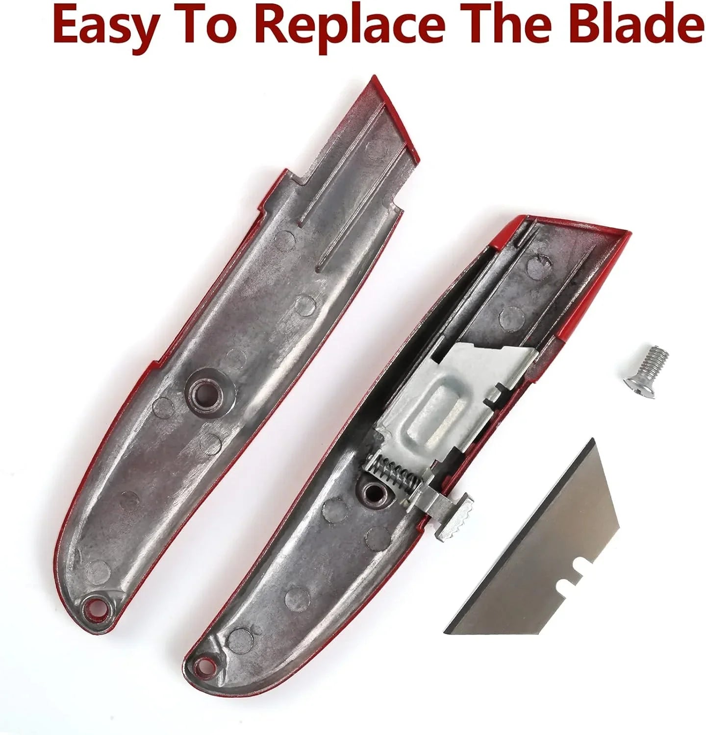 2Pack Utility Knife Box Cutter Retractable Razor Blade Heavy Duty Box Cutters Knife PVC Pipe Cutter (Red)