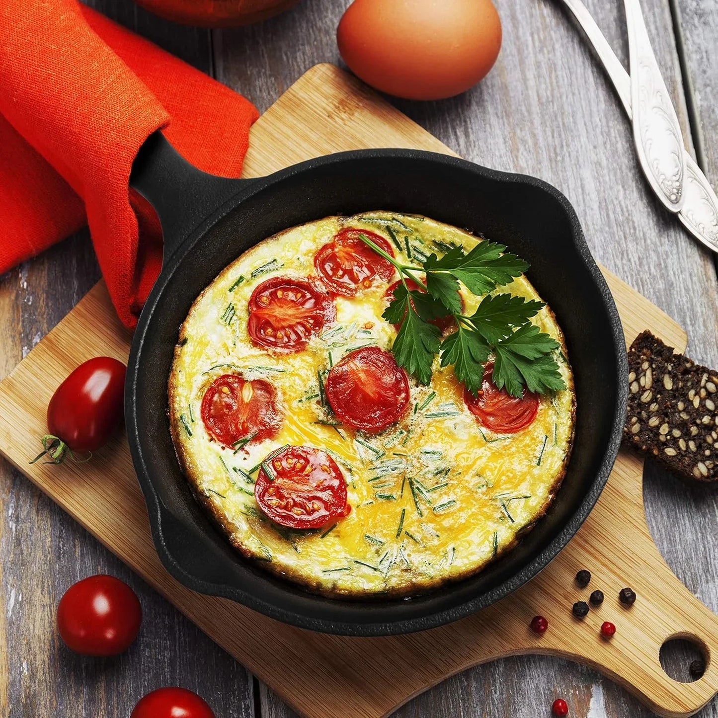 6.5-Inch Cast Iron Skillet Pan, Pre-Seasoned Cast Iron, Integrated Hanging Hole in Handle, Works on All Cooktops Including Induction, Outdoor Skillet for Campfires or Grills, CHFL650