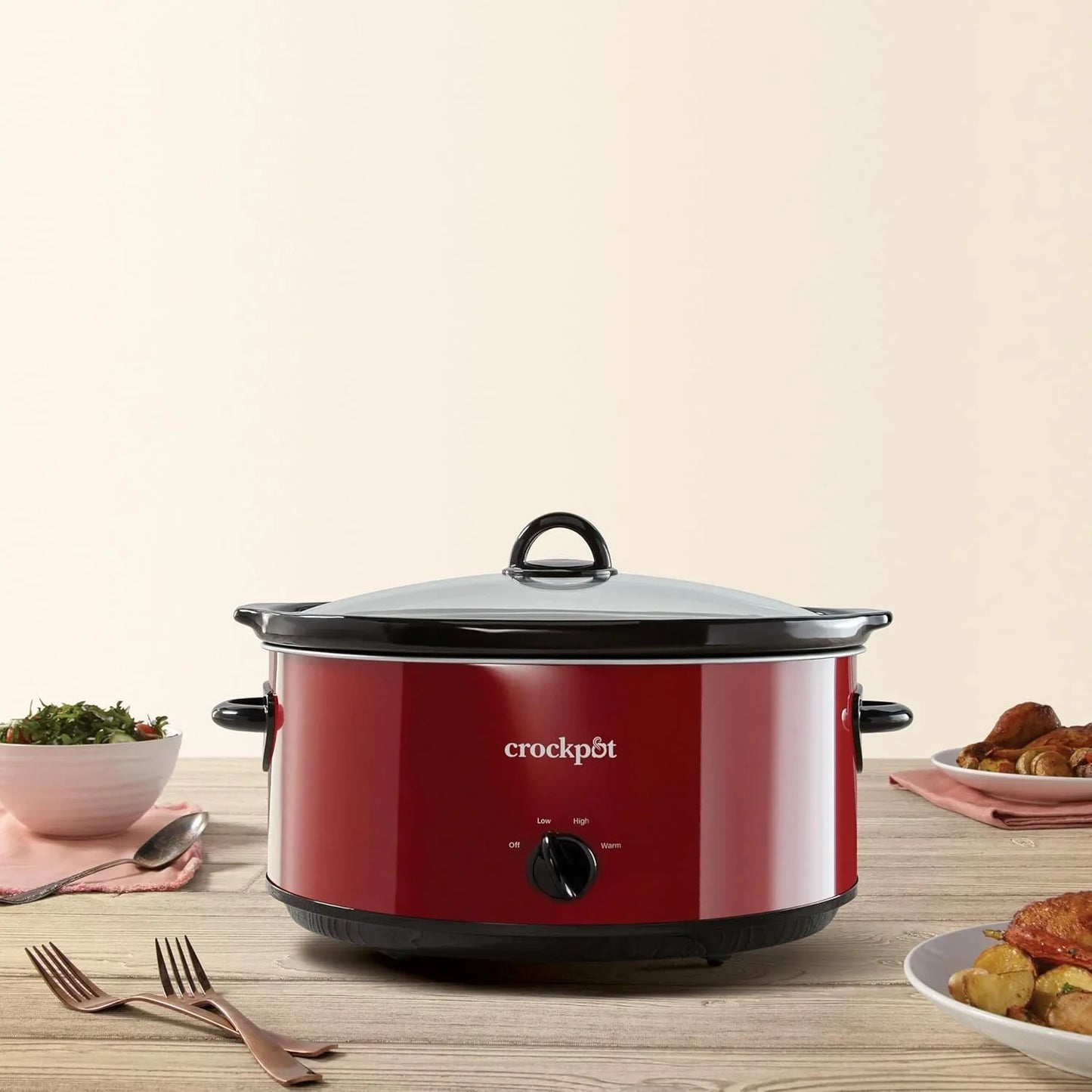 Express Crock Slow Cooker 8 Quart Red