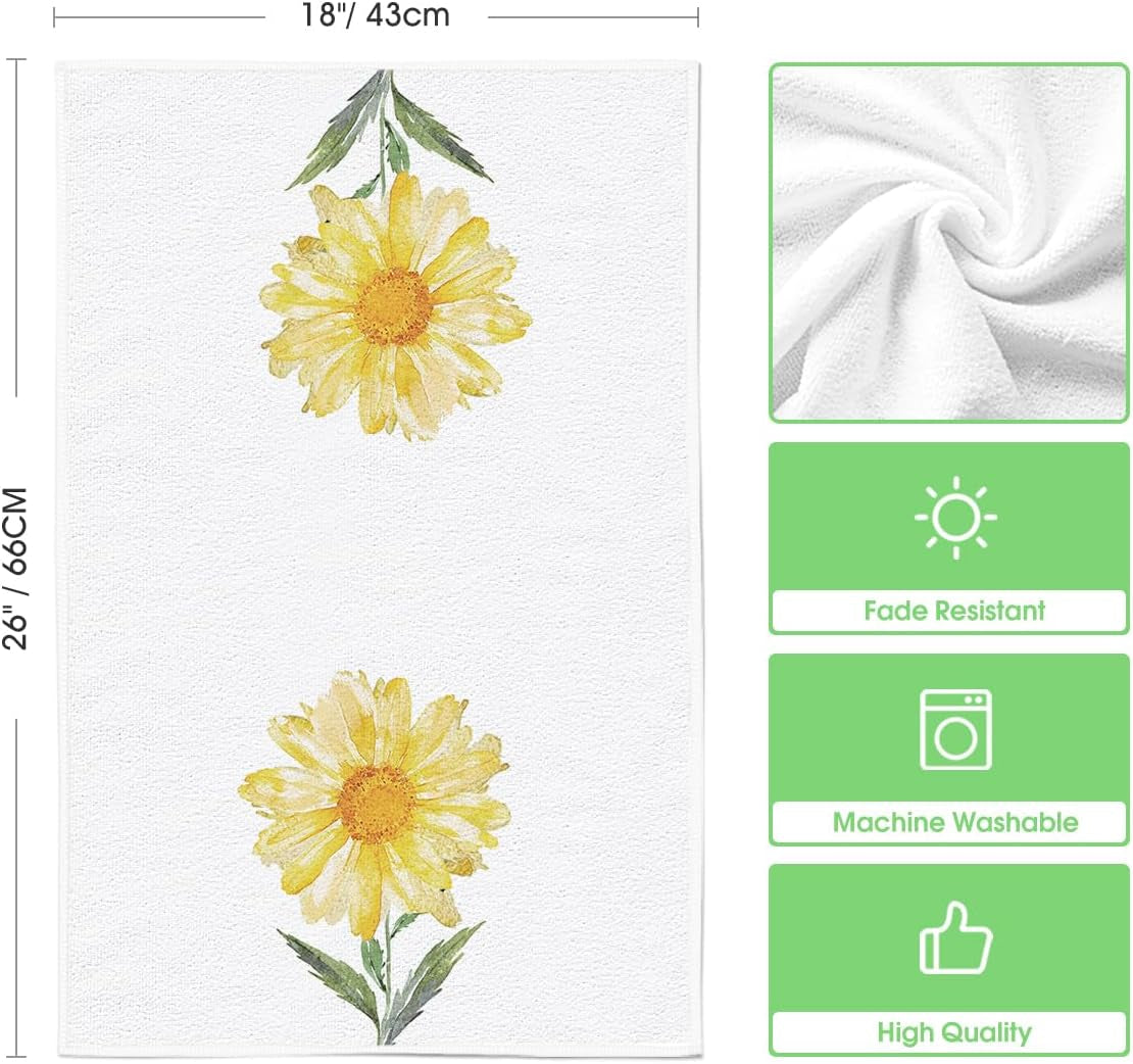 Yellow Hello Sunshine Daisy Bless This Home Spring Kitchen Towels Dish Towels, 18X26 Inch Seasonal Summer Decoration Hand Towels Set of 4