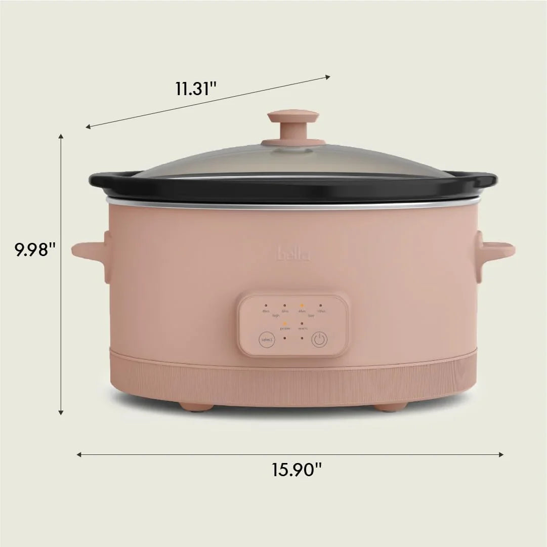 6.0 Qt Programmable Slow Cooker, Ceramic Nonstick Coating, Adjustable Temperature & Cooking Times, Dishwasher Safe Stoneware Pot & Tempered Glass Lid, Tangle Free Cord Wrap, Blossom