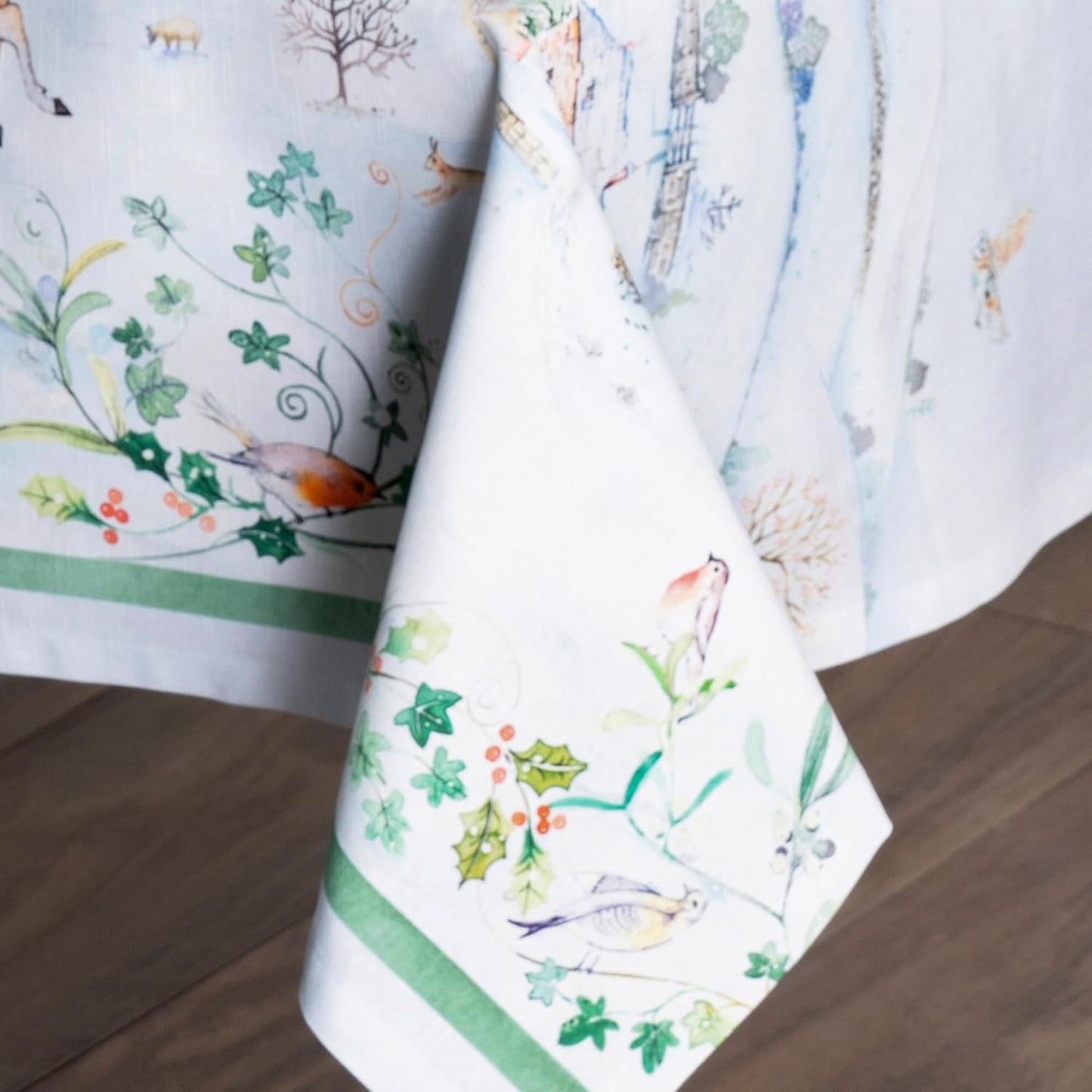 Table Cloth Rectangle Table 100% Cotton 60 X 108 Inches Fall Tablecloth Reusable Everyday Use for Thanksgiving Christmas Decorations Dining Farmhouse Party (Snowy World)