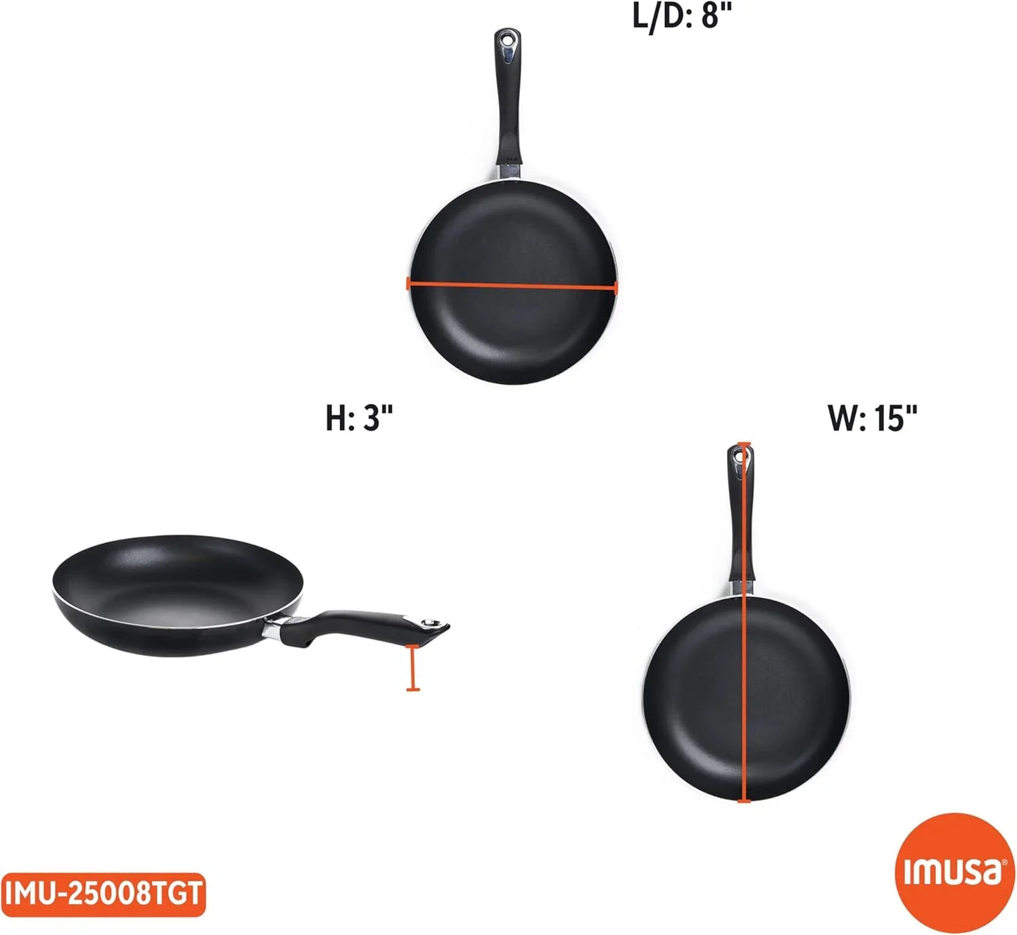 8In Bistro Aluminum Nonstick Fry Pan with Cool Touch Handle, Small Skillet for Eggs, Omelets, Sauteing, and Everyday Cooking, Black
