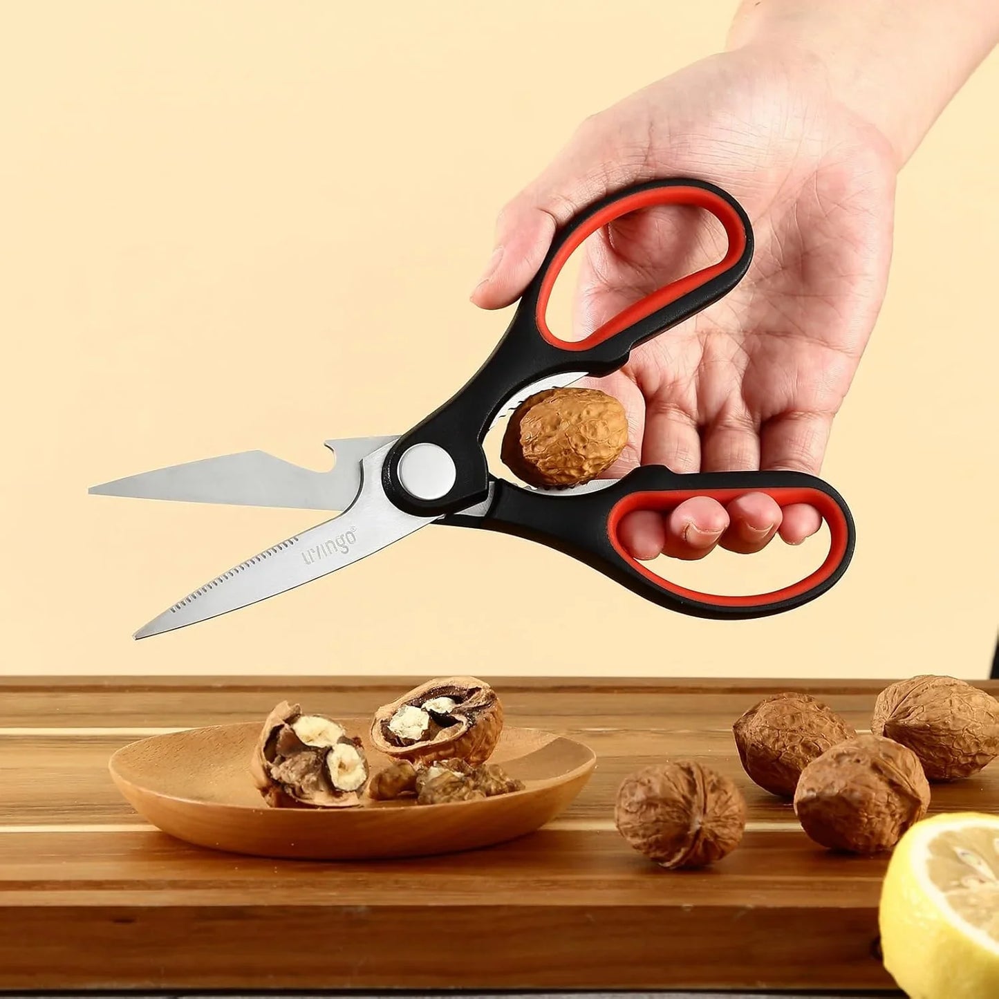 8" Kitchen Scissors All Purpose - 2 Pack Heavy Duty Kitchen Meat Shears, Stainless Steel Multi-Function Food Scissors for Cooking Cutting Chicken, Turkey, Bones, Poultry, Fish, and Vegetables