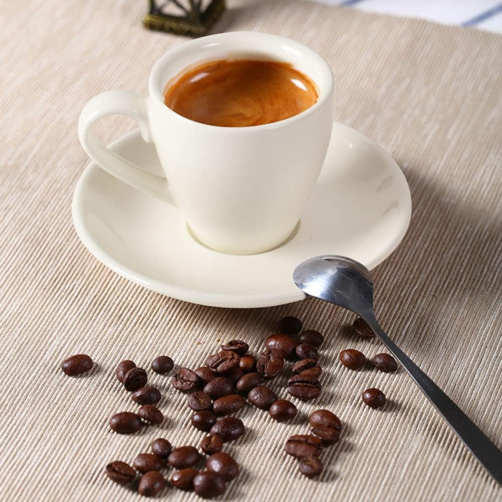 Porcelain Espresso Cup with Saucer, Espresso Shot Cup, 80Ml/2.7Oz, White