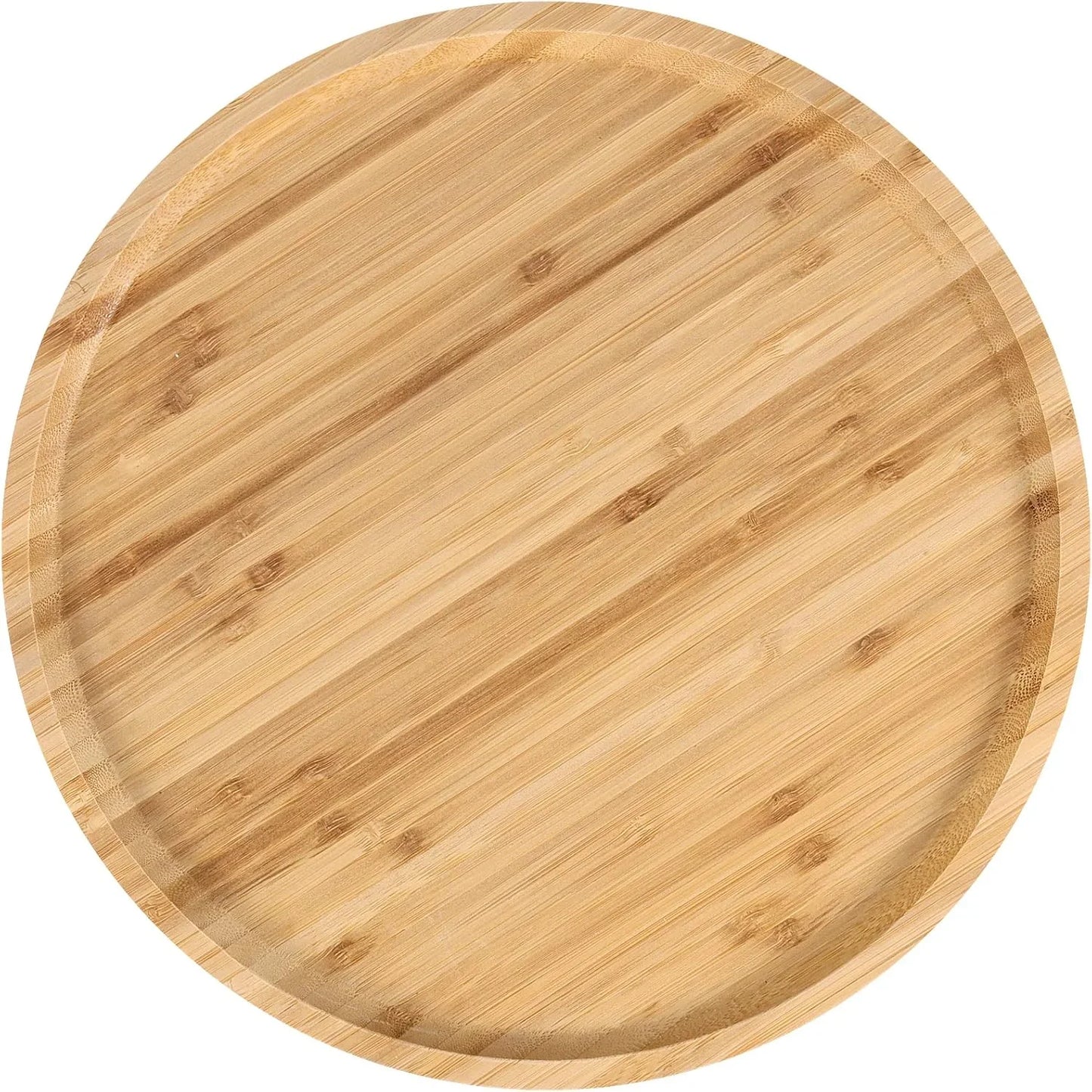 3 Pack 10 Inch Bamboo round Platter, Fine Polished round Wood Plates Bamboo Serving Tray for Holding Fruit, Bread, Cheese, Nut, Coffee, Tea, Plant Saucer