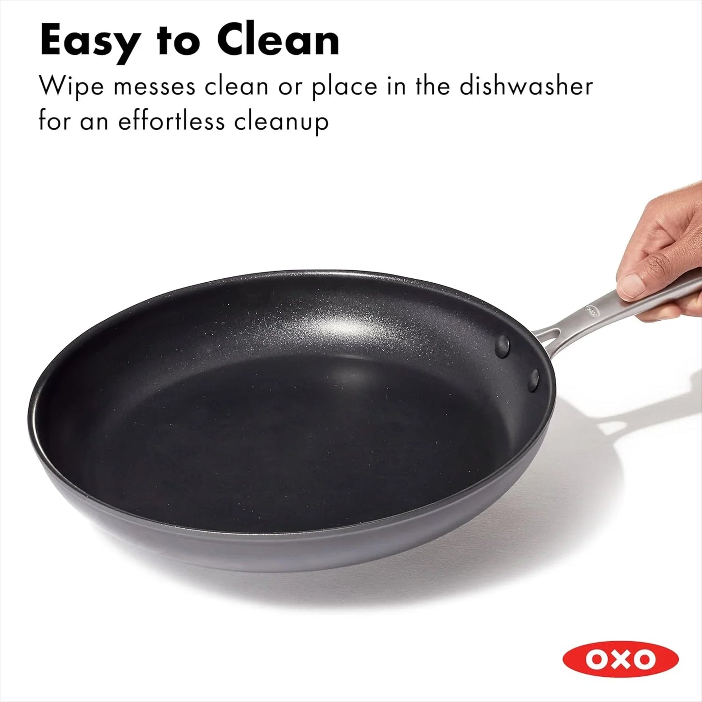 Enhanced 10" Frying Pan Skillet, Pfas-Free Ceramic Nonstick, Durable Hard Anodized Cookware, Scratch Resistant, Stainless Steel Handle, Good Grips, Dishwasher Safe, Oven Safe, Black