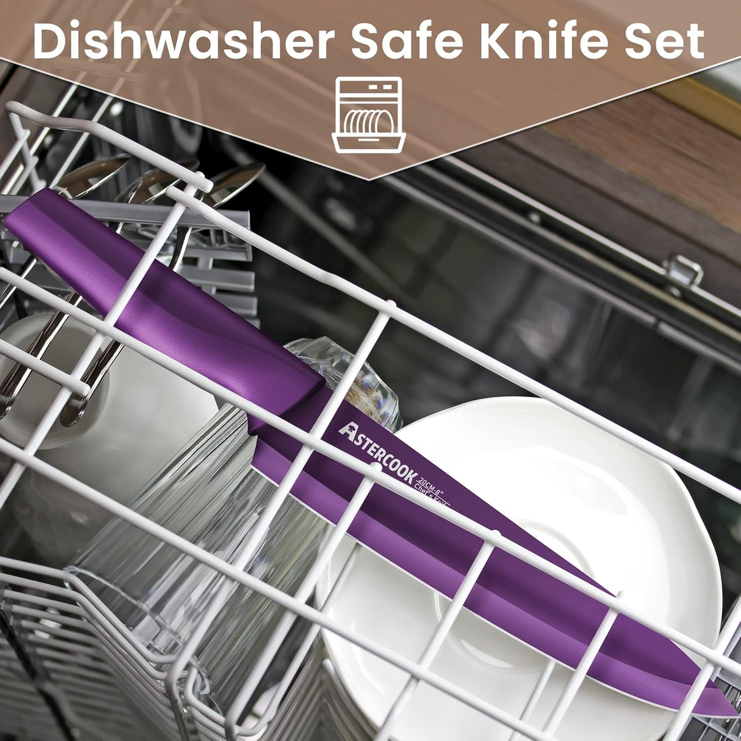Knife Set, 12 Pcs Color-Coded Kitchen Knives Set, 6 Color Anti-Rust Coating Stainless Steel Chef Knife Sets with 6 Blade Guards Dishwasher Safe