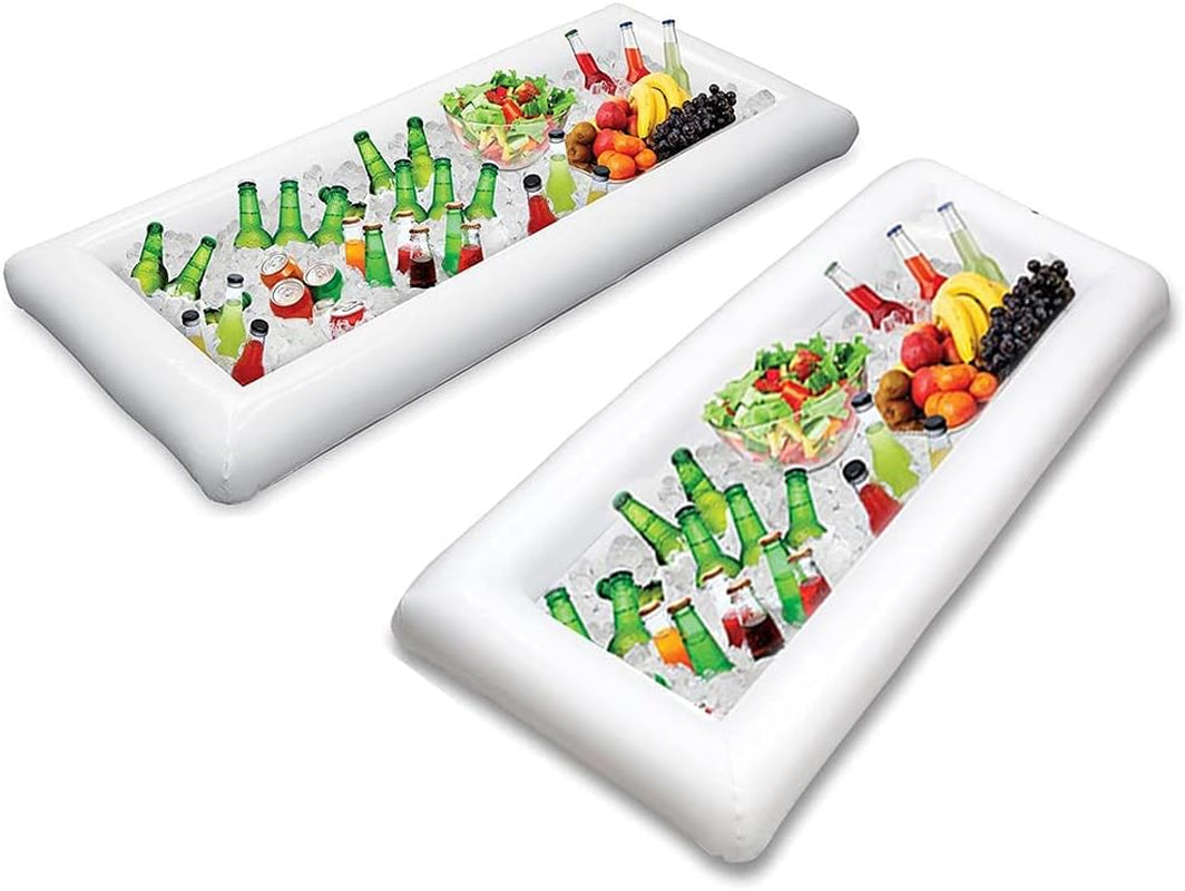 Inflatable Serving Bars Ice Buffet Salad Serving Trays Food Drink Holder Cooler Containers Indoor Outdoor BBQ Picnic Pool Party Supplies Luau Cooler W Drain Plug