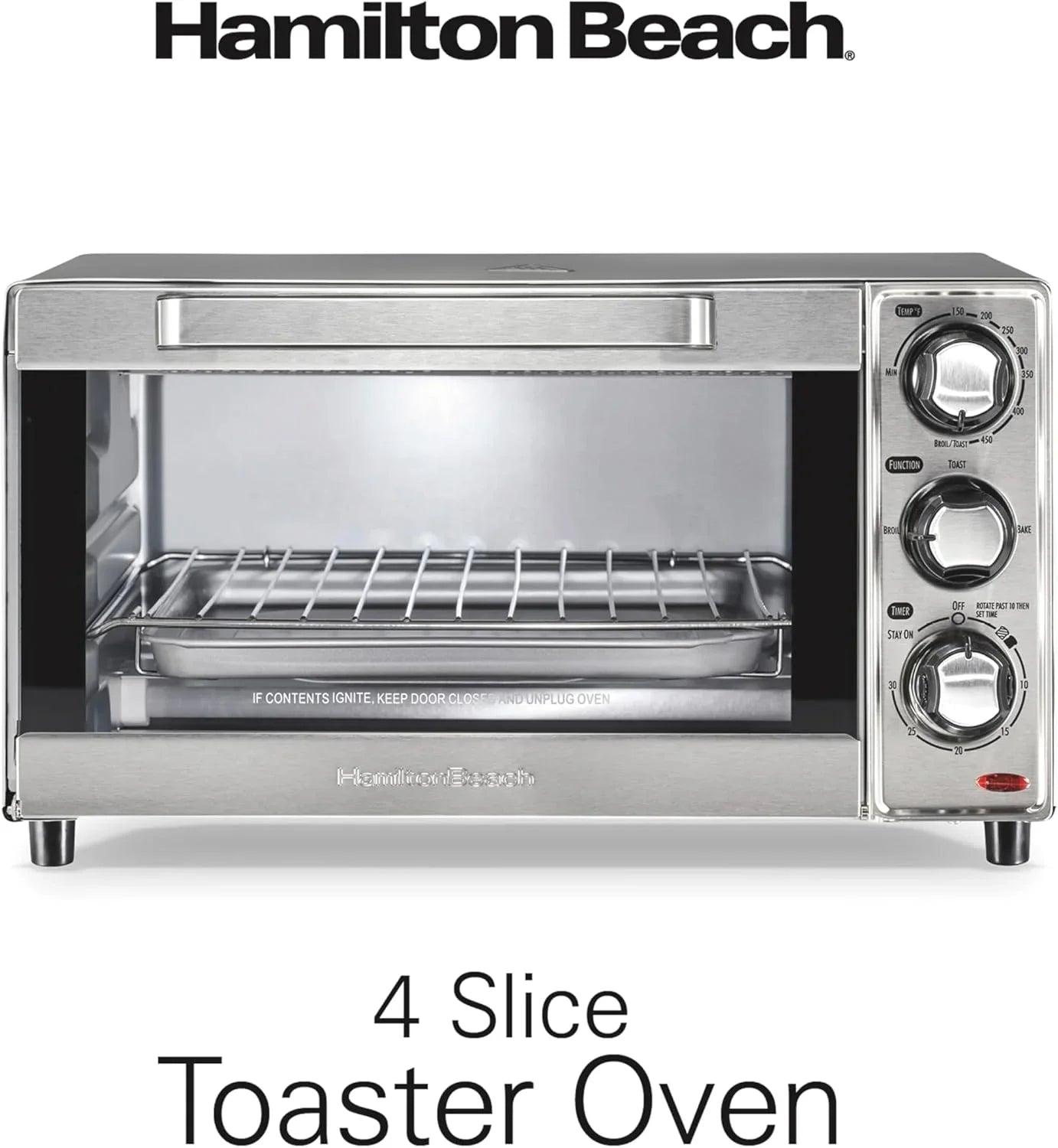 Countertop Toaster Oven & Pizza Maker Large 4-Slice Capacity, Stainless Steel (31401)