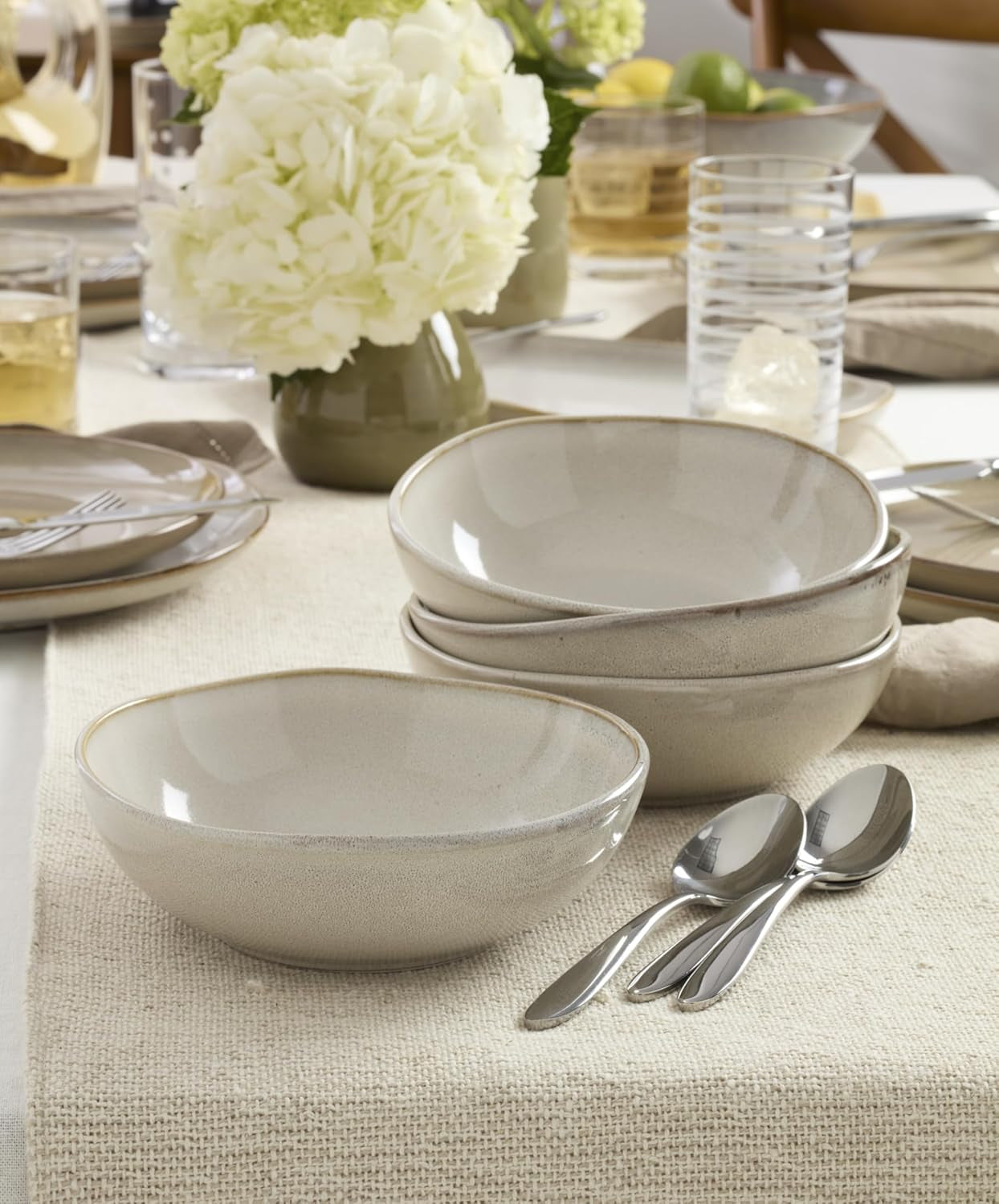 899208 Organic Shades Oatmeal 18-Piece Dinnerware Set, Service for 6