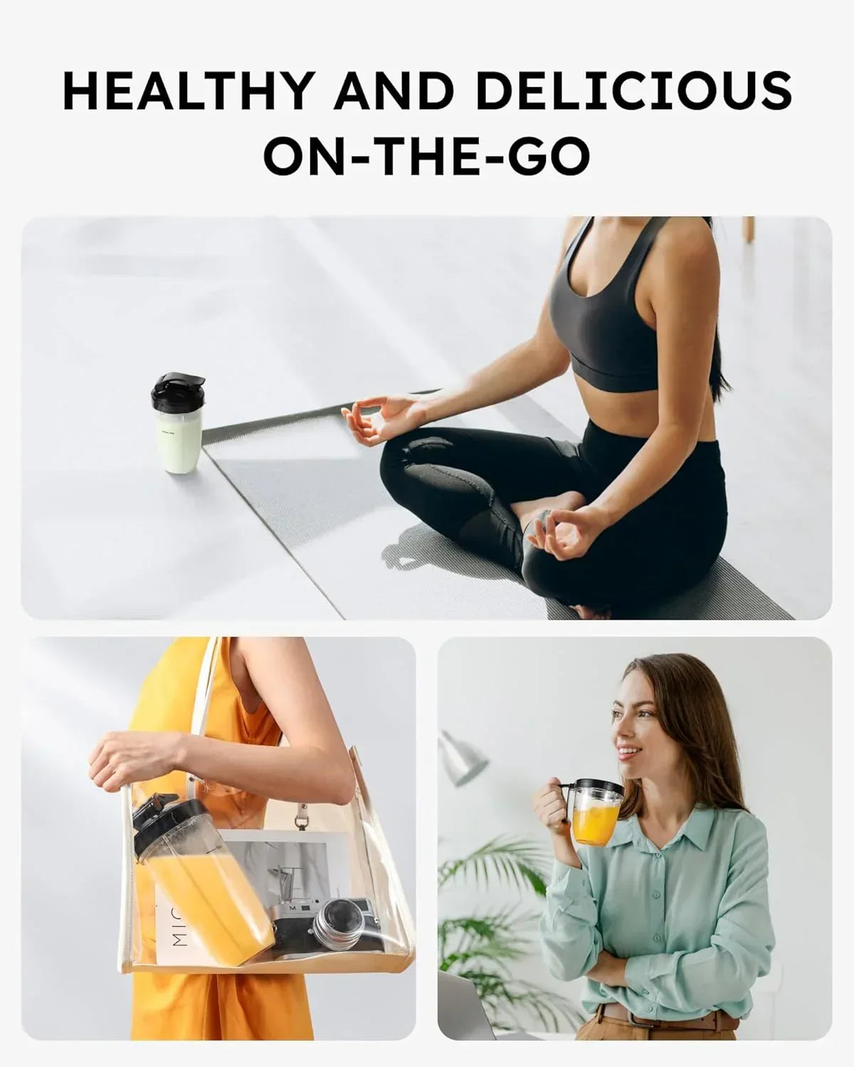 Healthy on-the-go smoothie cup for yoga, travel, and daily routines