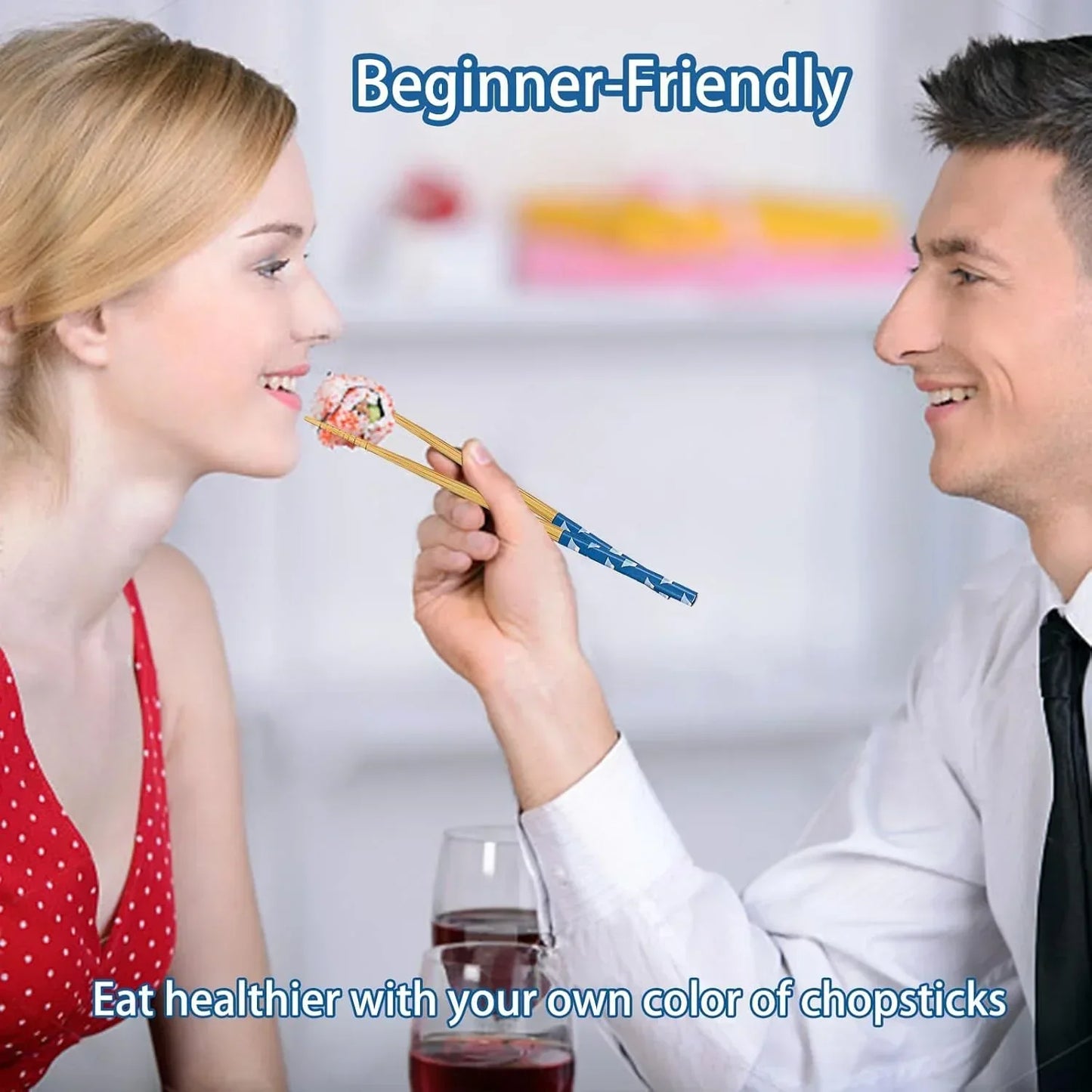 Beginner-friendly chopsticks for sushi dining, colorful kitchen tools for healthier eating