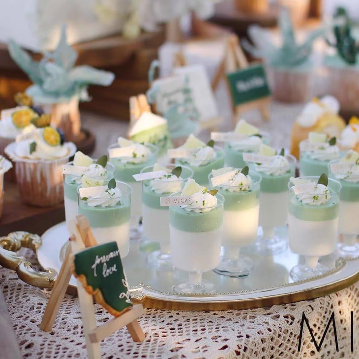 120 Pcs Dessert Cups with Spoons 60 Pcs 5 OZ Mini Clear Plastic Dessert Parfait Cup 60 Pc Spoons for Party Small round Serving Goblet Wine Shot Disposable Fruit Ice Cream Mousse Pudding Appetizer Bowl