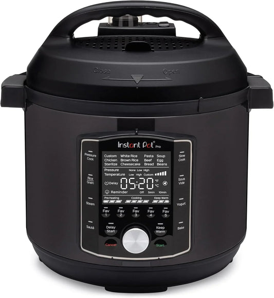Pro 10-In-1 Pressure Cooker, Slow Cooker, Rice/Grain Cooker, Steamer, Sauté, Sous Vide, Yogurt Maker, Sterilizer, and Warmer, Includes App with over 800 Recipes, Black, 6 Quart
