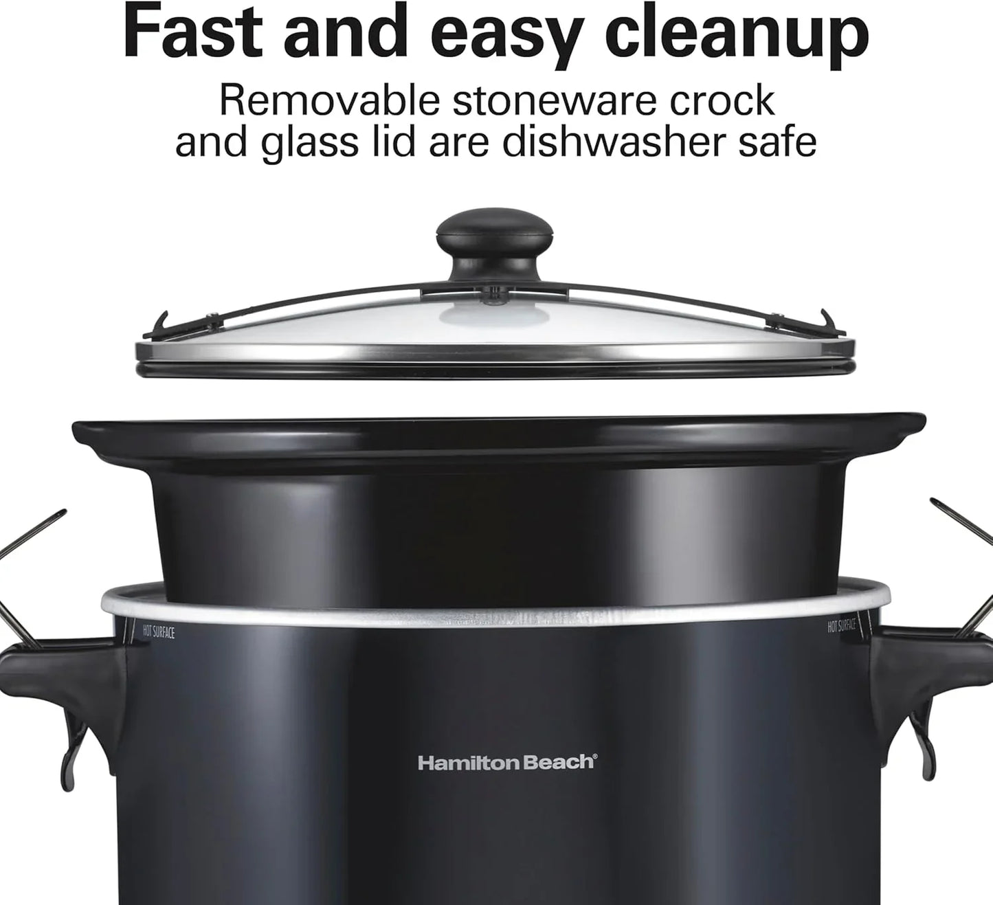 Slow Cooker, Extra Large 10 Quart, Stay or Go Portable with Lid Lock, Dishwasher Safe Crock, Black (33195)