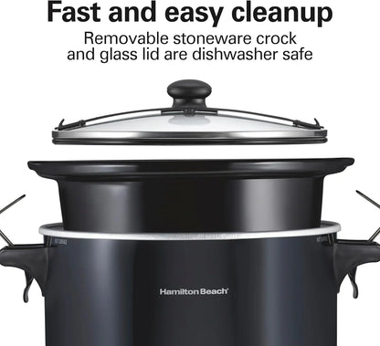Slow Cooker, Extra Large 10 Quart, Stay or Go Portable with Lid Lock, Dishwasher Safe Crock, Black (33195)