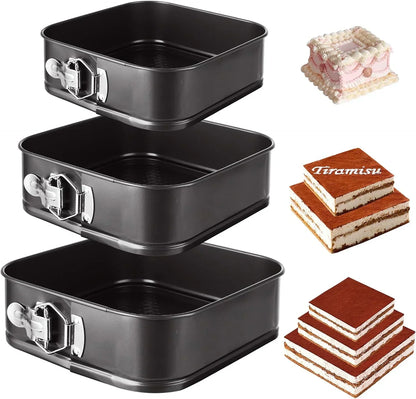 Square non-stick baking pans with clasp locks for cakes and tiramisu desserts