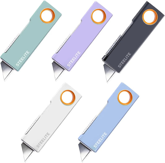 5Pcs Mini Box Cutter, Retractable Letter Opener, Easy Cut for Package, Envelope, Box, Paper, Rope, Perfect for Daily, Office, Christmas Gift