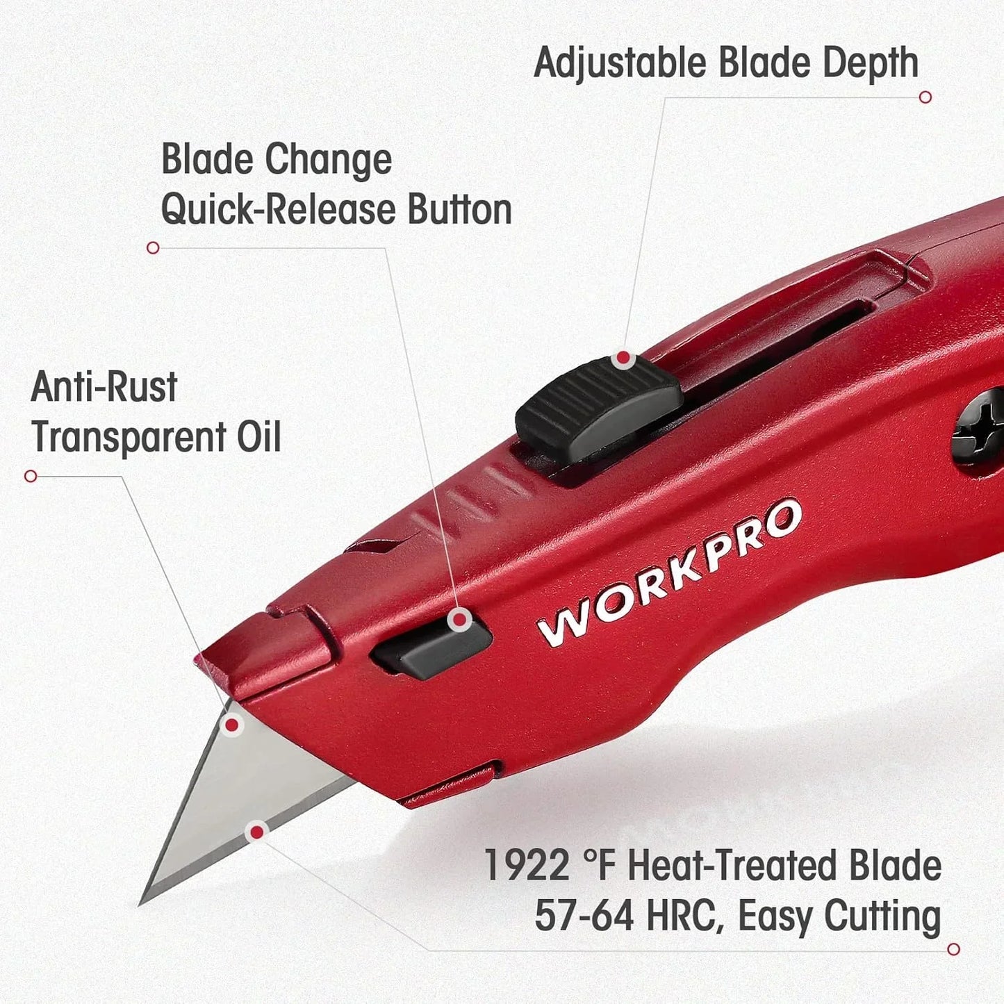 Premium Utility Knife, Retractable All Metal Heavy Duty Box Cutter, Quick Change Blade Razor Knife, 3PCS with 10 Extra Blades