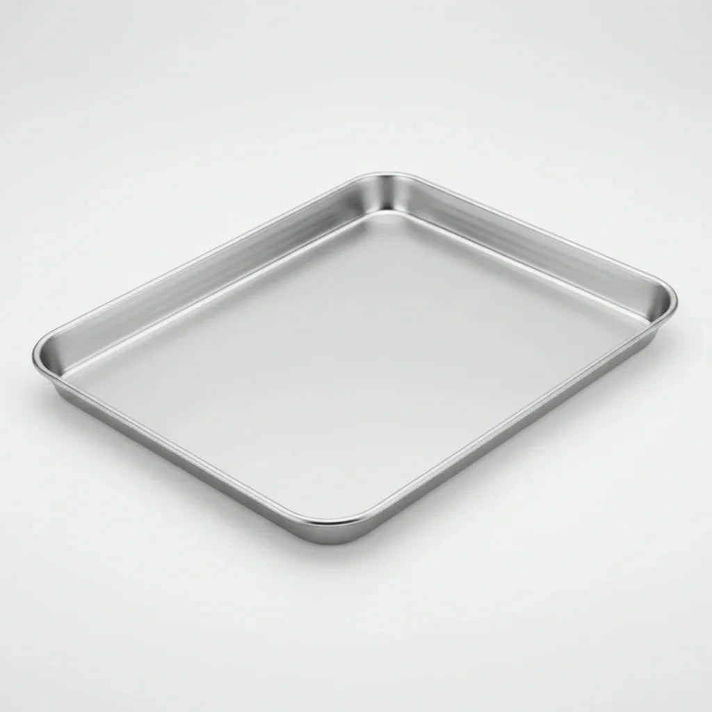 Toaster Oven Tray, 10.5”X8.3” Stainless Steel Small Baking Cookie Sheet, Compact Non-Toxic Metal Baking Pan for Cake, Healthy & Rust Free, Mirror Finish & Dishwasher Safe, 1 Pack