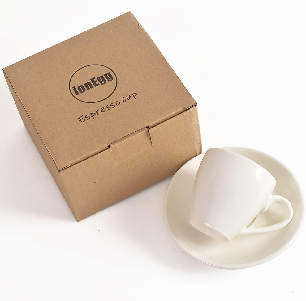 Porcelain Espresso Cup with Saucer, Espresso Shot Cup, 80Ml/2.7Oz, White