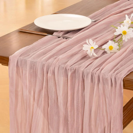 Pink Cheesecloth Table Runner Easter Spring Boho Rustic Gauze Dusty Pink Farmhouse 120 Inch 10FT Cheese Cloth Runner for Wedding Party Baby Shower Birthday Home Decor Holiday Decorations