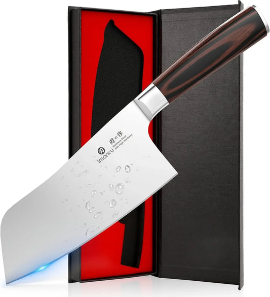 7 Inch Meat Cleaver Knife,Japanese SUS440A High Carbon Stainless Steel Butcher Knife with Ergonomic Handle,Ultra Sharp Vegetable Kitchen Knife for Home,Birthday Gifts for Men and Women