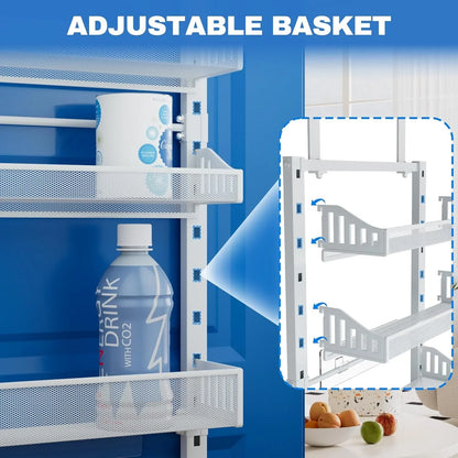8-Tier over the Door Organizer, Heavy Duty Metal Pantry Organizer and Storage with Adjustable Baskets, 2-In-1 Hanging or Wall Mounted Shelf for Kitchen, Bathroom, Laundry Room-Large Spice Rack