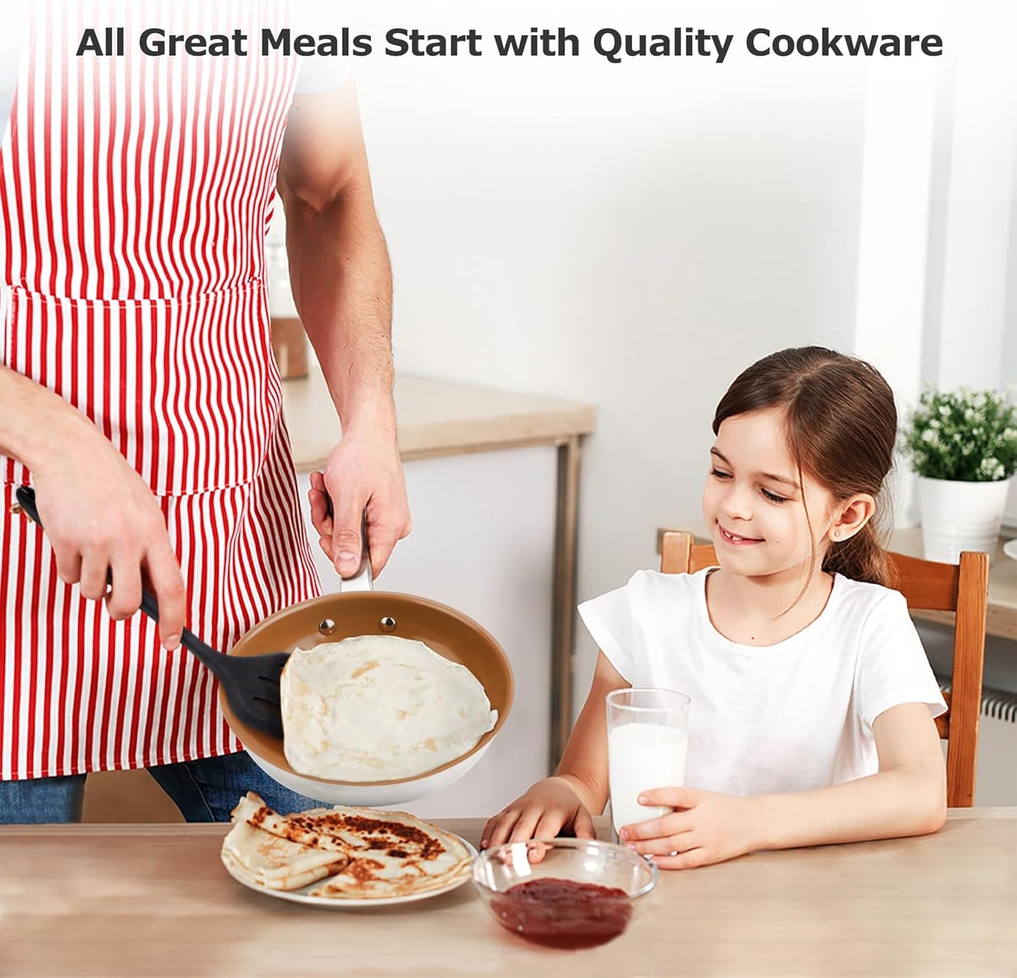 Ceramic Nonstick Frying Pan 8" Stir Fry Pan Skillet with Stainless Steel Handle, PFAS Free, Dishwasher & Oven Safe, All Stovetops & Induction Compatible