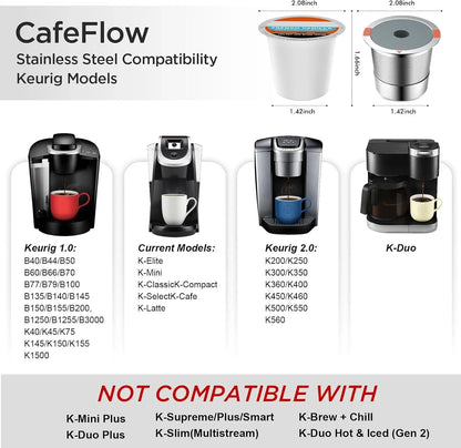 Reusable K Cups and Coffee Pods,Universal Stainless Steel K Cups for Keurig 2.0 and 1.0 Coffee Makers Machine(2Pack)