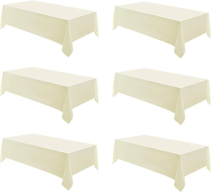Rectangle Tablecloths 60X120 Inch 6 Pack Ivory Tablecloth for 6Ft Washable Decorative Linen Polyester Table Cloths for 8Ft Dining Table Banquets Buffet Parties and Wedding