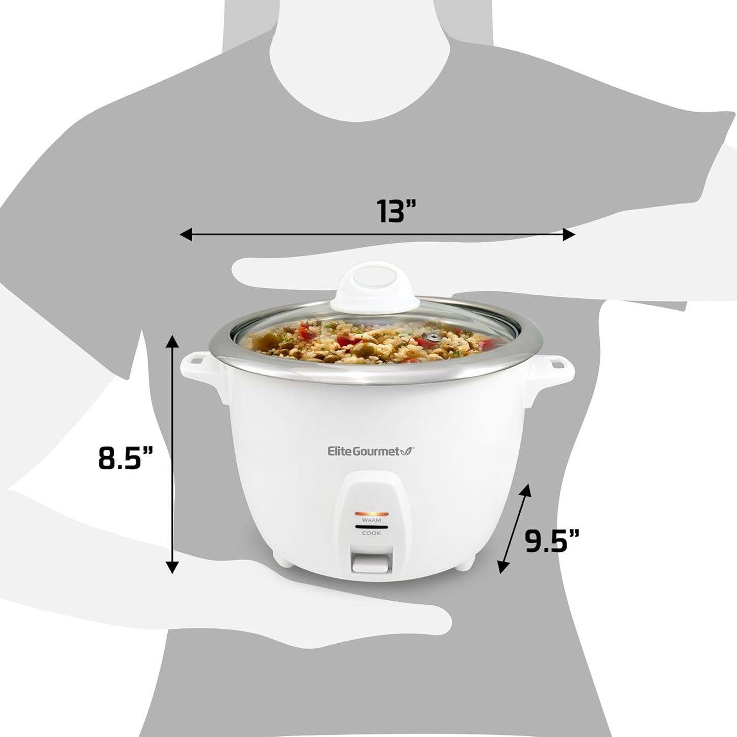 ERC-2020 Electric Rice Cooker with Stainless Steel Inner Pot Makes Soups, Stews, Grains, Cereals, Keep Warm Feature, 20 Cups Cooked (10 Cups Uncooked), White