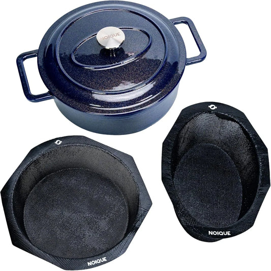 Enameled Cast Iron Dutch Oven with 2 Interchangeable Perforated Silicone Liners – 4QT round & Oval Bread Baking Kit for Sourdough & Artisan Bread